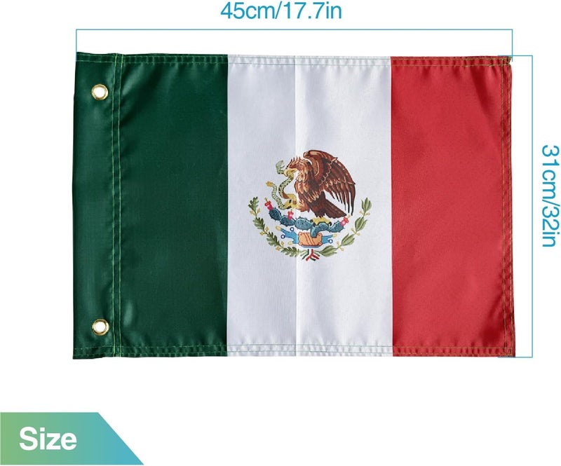 cezelux 2 Pack Mexico Flags for Whip Lights or Antenna Flag Poles, 12" x 18" Double Sided Whip Lights Accessories, Whips Mexican Flags for UTV ATV Can-Am Polaris RZR SXS Boats Ulti Offroad - Image 3
